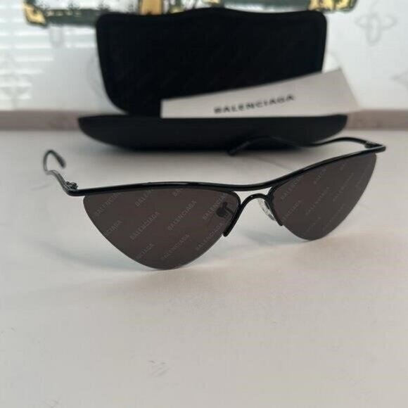 New Authentic Balenciaga BB0093S 001 Curve Cat Sunglasses - Picture 9 of 11